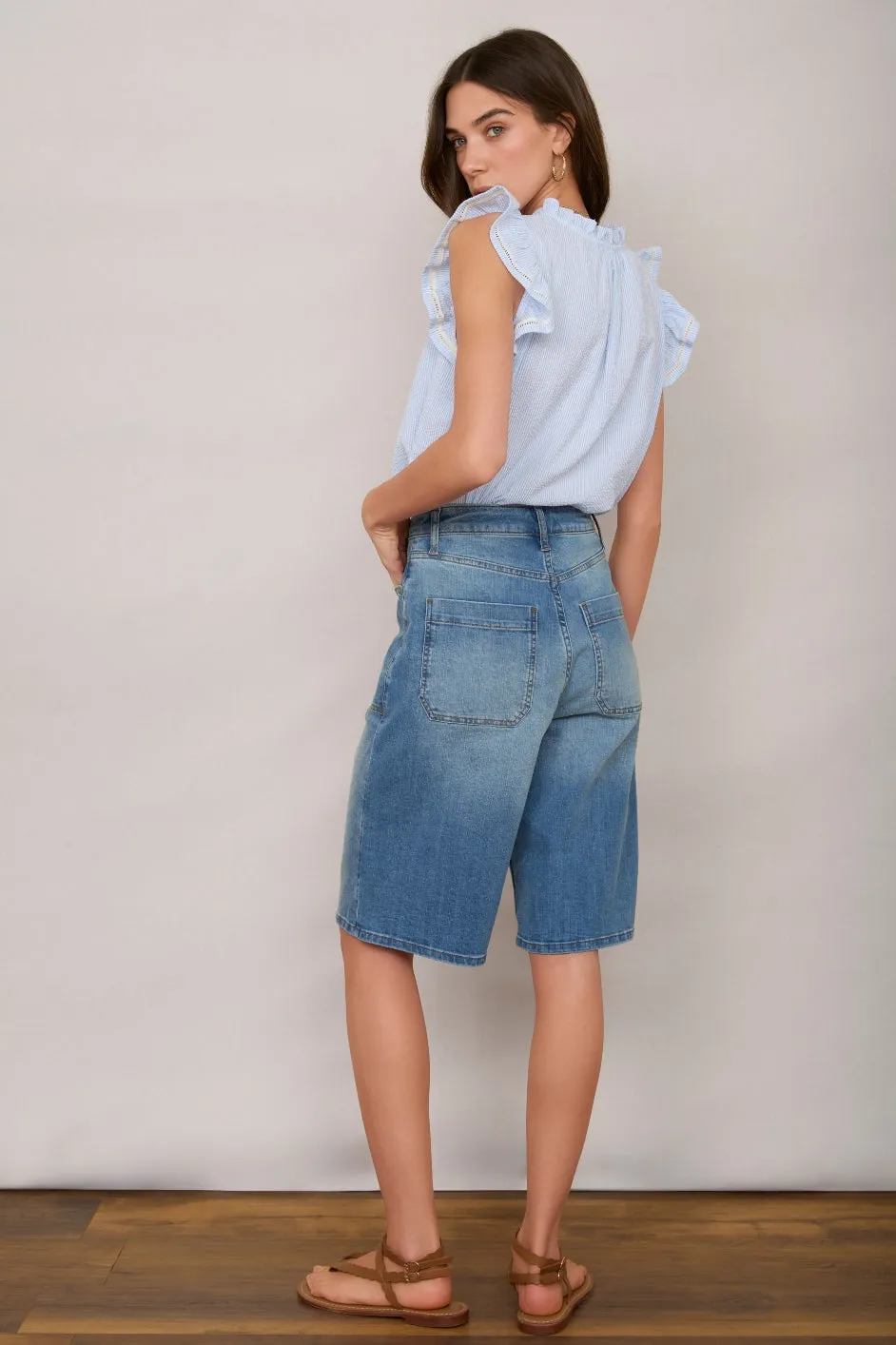 Flossie Culotte Short - Mid Wash