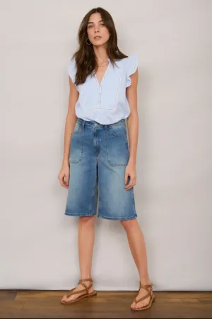 Flossie Culotte Short - Mid Wash