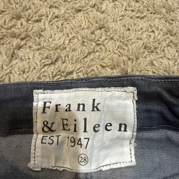 Frank &amp; Eileen Sz 28 Sligo Slim Jeans Raw Hem Dark Washed Stretch Casual Preppy