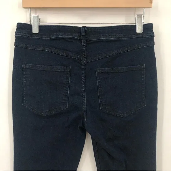 Free People 28x32 Kaye Button Fly Slim Flare Jeans Dark Indigo Wash 0303