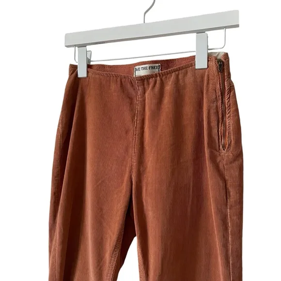 Free People Jenny High Rise Cord Slim Flare Jeans Cognac Size 28 Fall Retro Boho