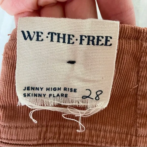Free People Jenny High Rise Cord Slim Flare Jeans Cognac Size 28 Fall Retro Boho