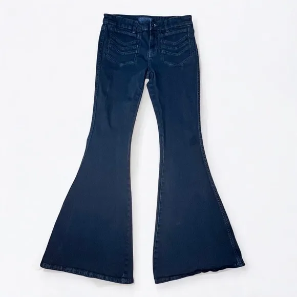 Free People Stella Flare Stretch Jean Washed Black Bell Bottoms Size 27