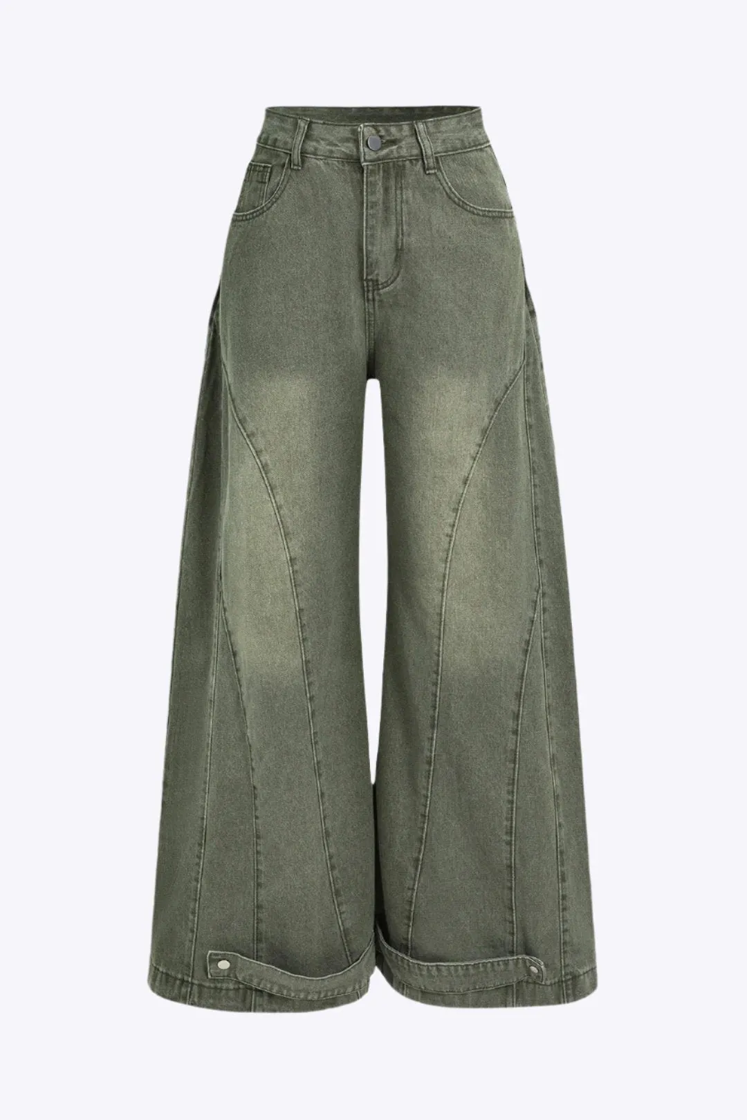 Freya  - Classic Denim Washed Woman's Wide Leg Jeans