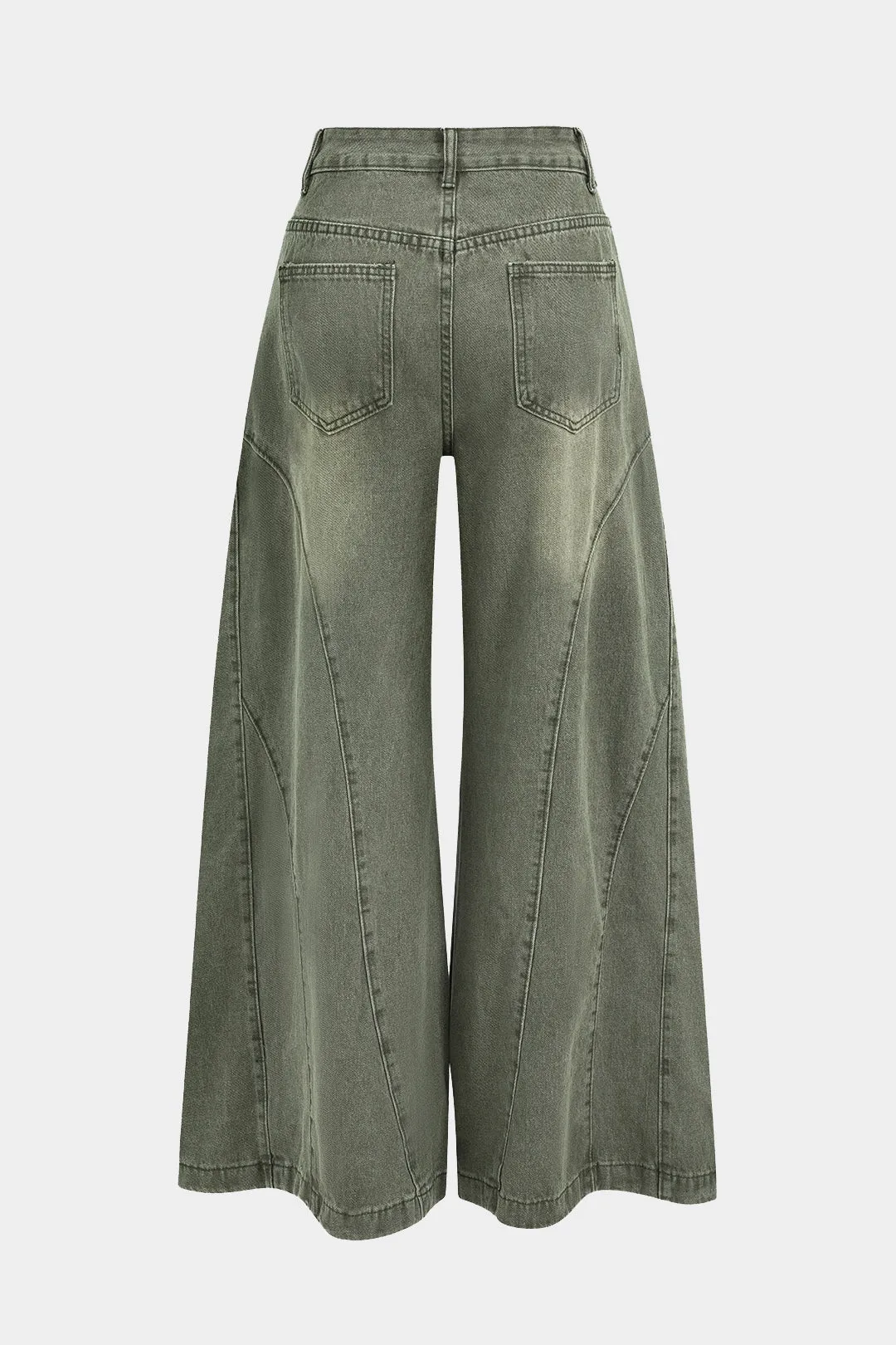 Freya  - Classic Denim Washed Woman's Wide Leg Jeans