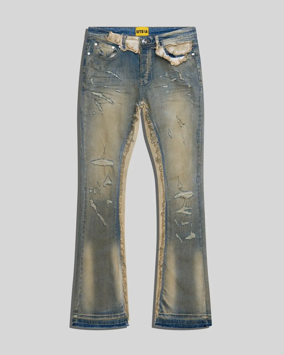 Gftd Nomad Distressed Two-Tone Stacked Flare Vintage