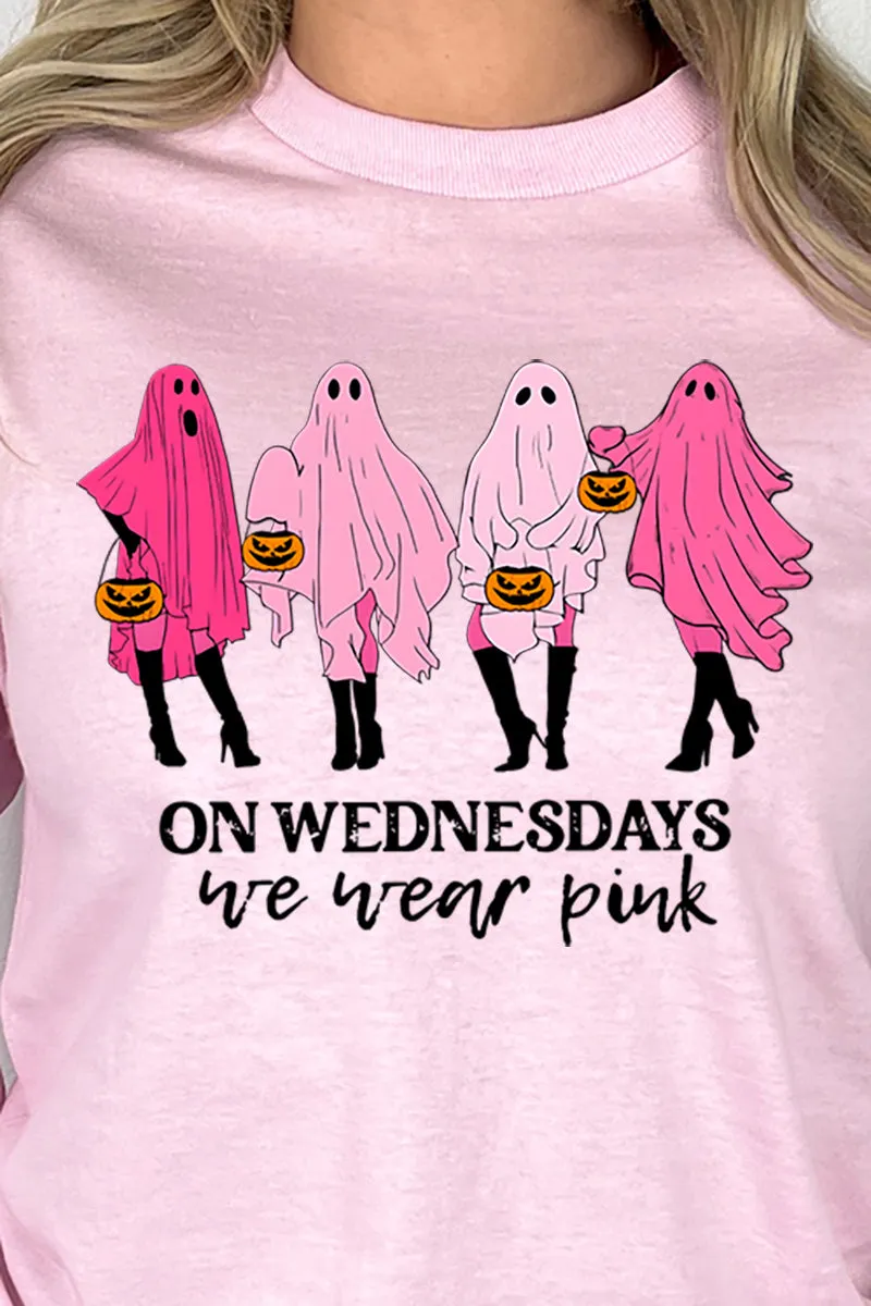 Ghouls Wednesday Wear Pink Heavy Cotton Long Sleeve Adult T-Shirt