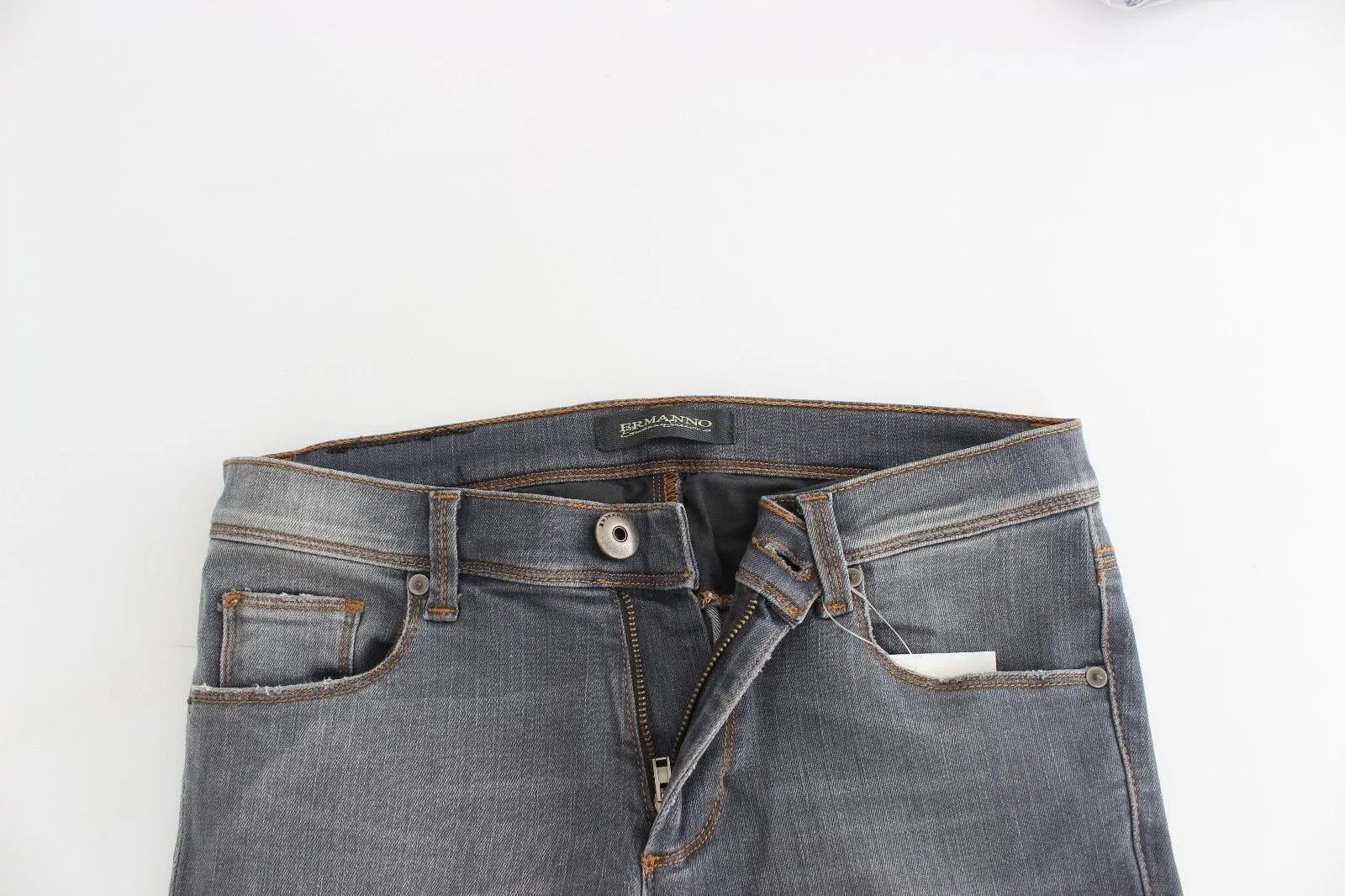 Gray Slim Jeans Denim Pants Skinny Leg Stretch
