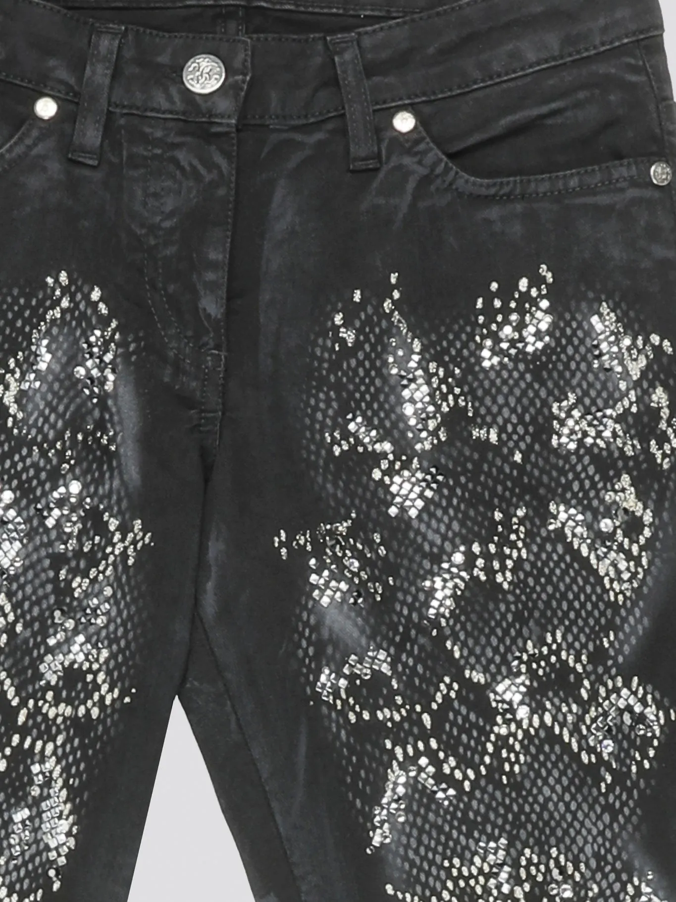Grey Crystal Embellished Jeans