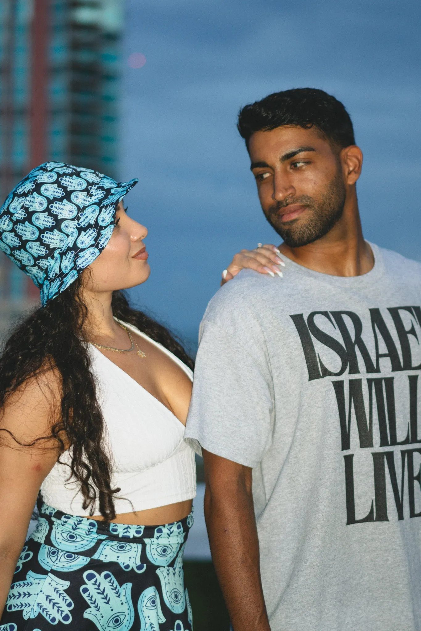 Hannah Bright Turquoise Hamsa Design Unisex Heavy Blend™ Hooded Sweatshirt