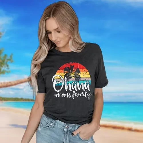 Hawaiian Shirts for Women Palm Trees Beach Graphic Tee Tops Summer Vacation Short Sleeve Tshirt Tops