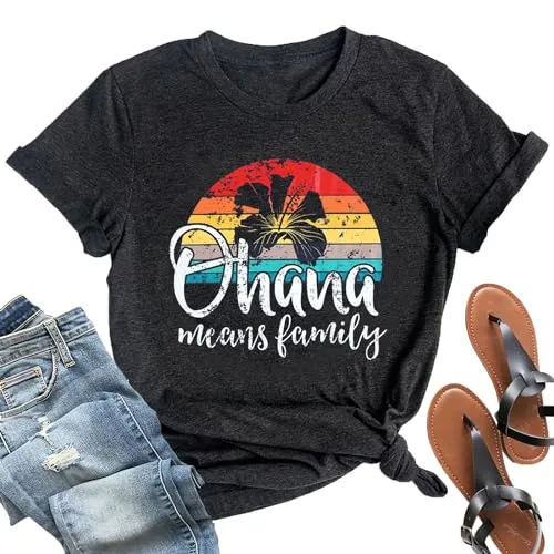 Hawaiian Shirts for Women Palm Trees Beach Graphic Tee Tops Summer Vacation Short Sleeve Tshirt Tops