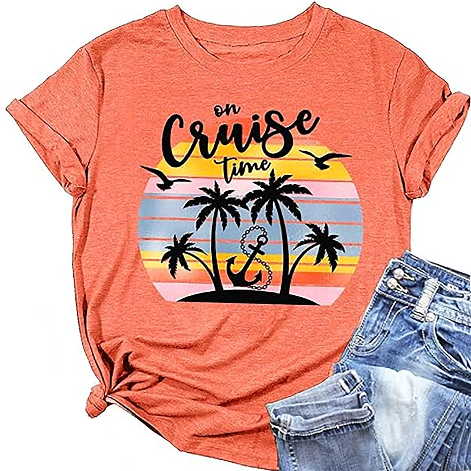 Hawaiian Shirts for Women Palm Trees Beach Graphic Tee Tops Summer Vacation Short Sleeve Tshirt Tops