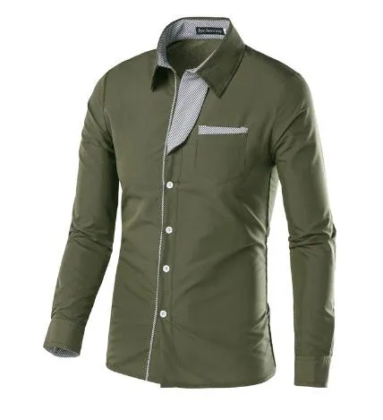 Herren Elite Einfarbiges Slim Fit Knopfleistenhemd