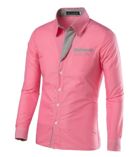 Herren Elite Einfarbiges Slim Fit Knopfleistenhemd