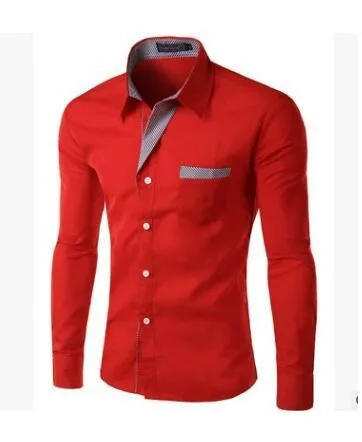Herren Elite Einfarbiges Slim Fit Knopfleistenhemd