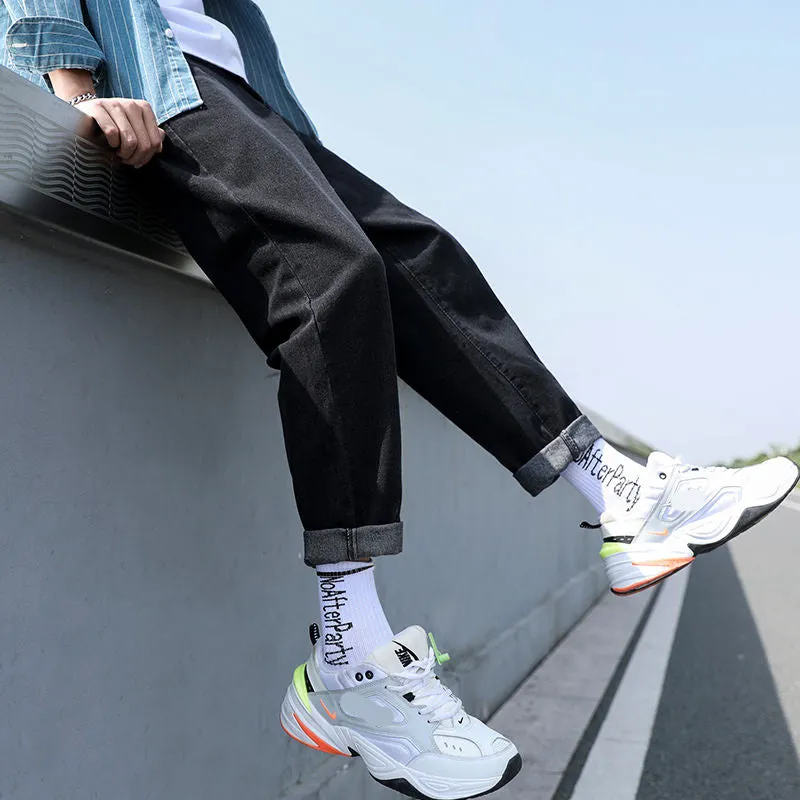 High Waist Long Slim Men Jeans Pants