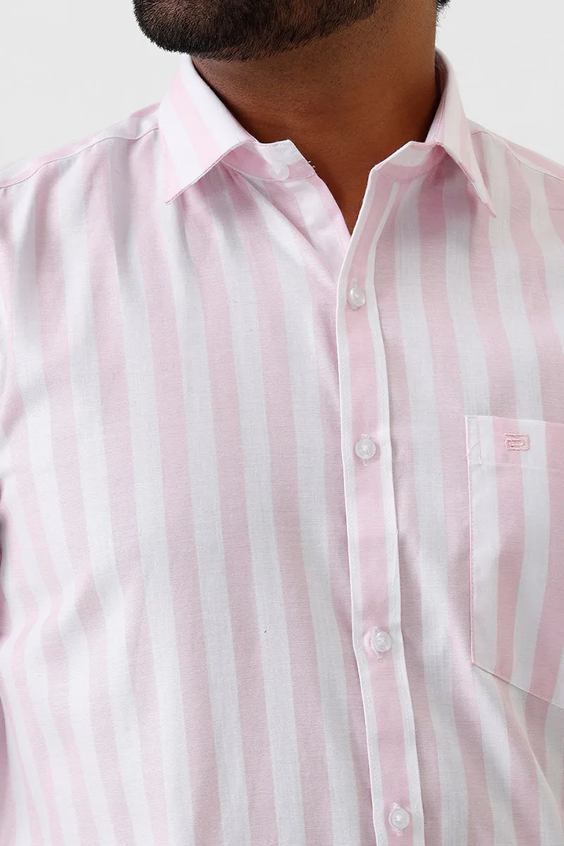 Hopper Stripes - Pink With White Casual Shirts For Men | Ariser