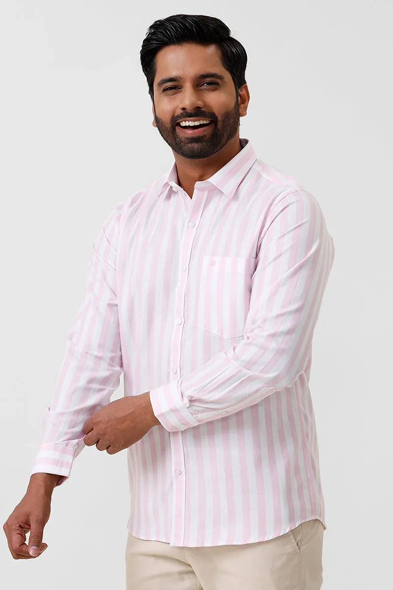 Hopper Stripes - Pink With White Casual Shirts For Men | Ariser