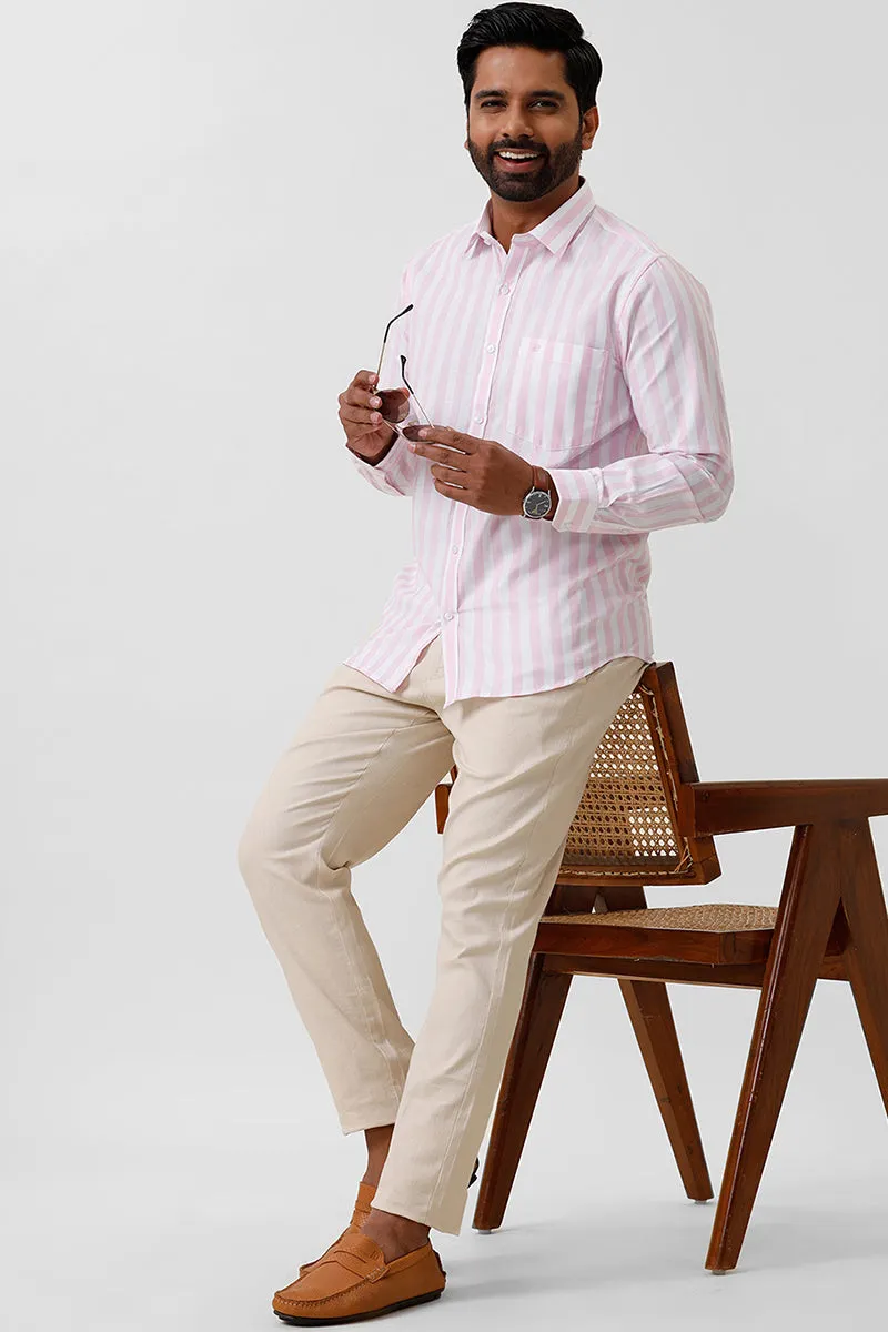 Hopper Stripes - Pink With White Casual Shirts For Men | Ariser