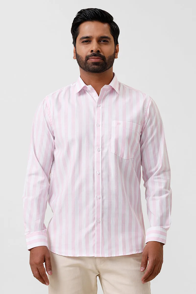 Hopper Stripes - Pink With White Casual Shirts For Men | Ariser