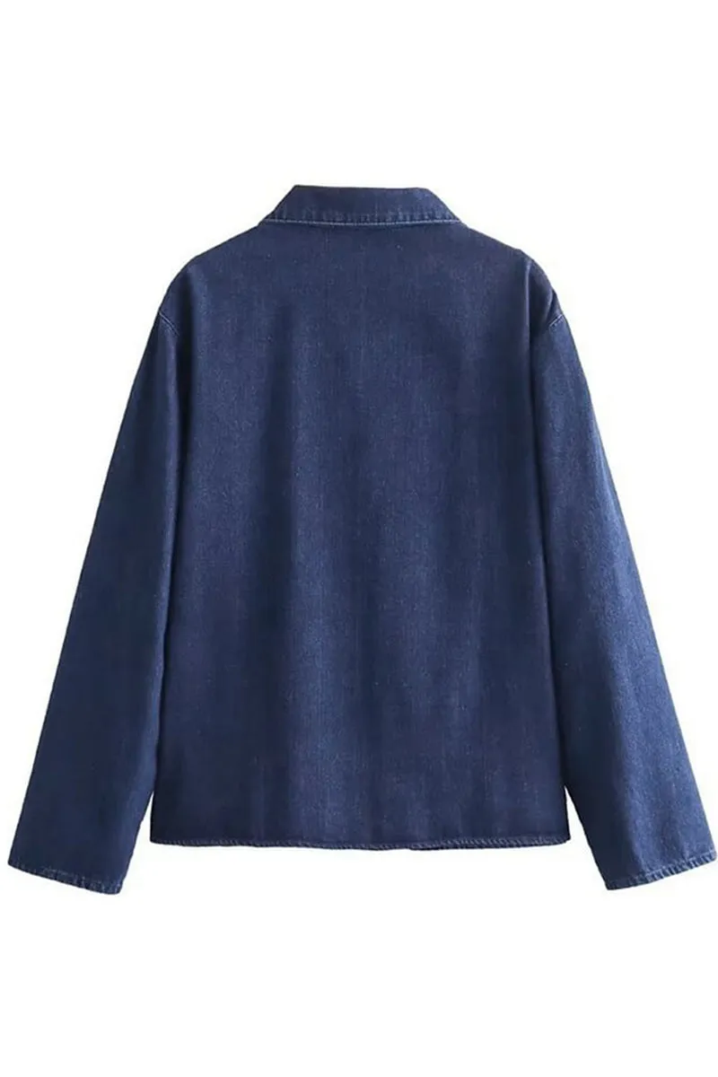 HTS1265 Casual Tie-Up Denim Jacket Top