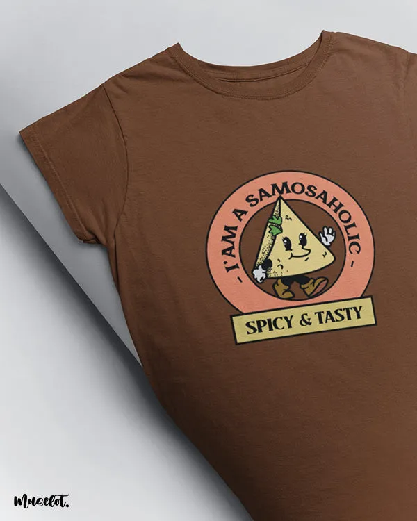 I am a samosaholic printed t shirts