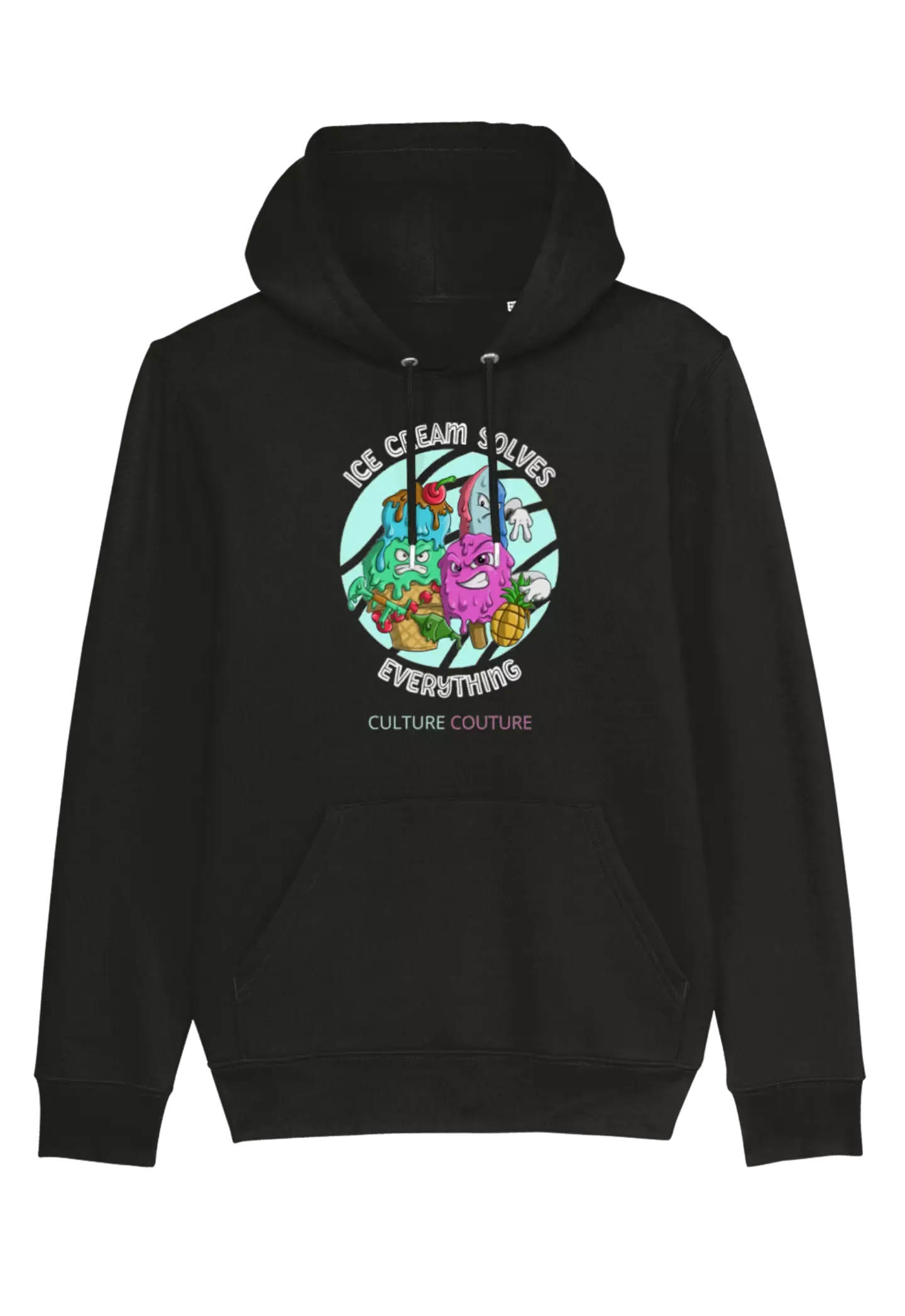 Ice Cream Solves Everything Hoodie/Black