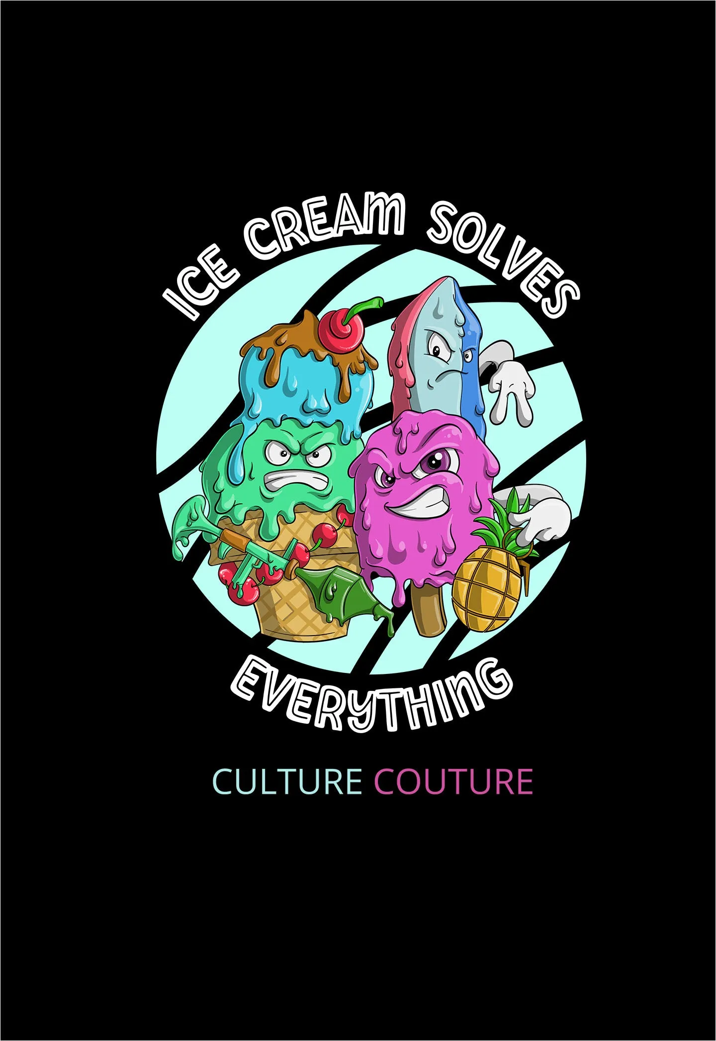 Ice Cream Solves Everything Hoodie/Black