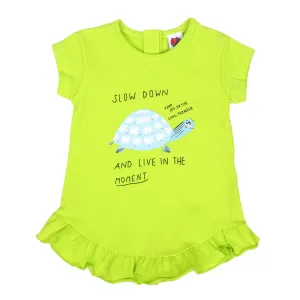 Infant Girls T-Shirt Slow Down-Acid Lime | Bachaa Party Baby Clothes Girls Tops & T-Shirts