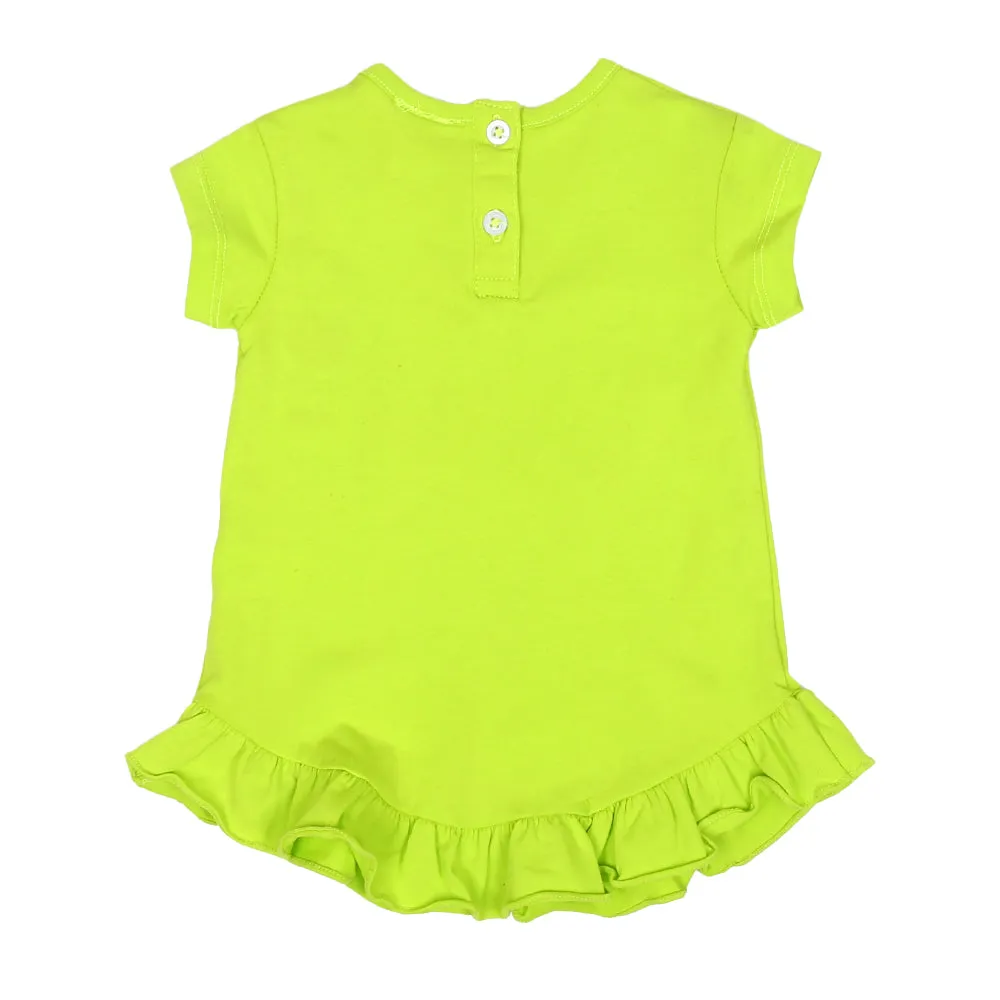 Infant Girls T-Shirt Slow Down-Acid Lime | Bachaa Party Baby Clothes Girls Tops & T-Shirts