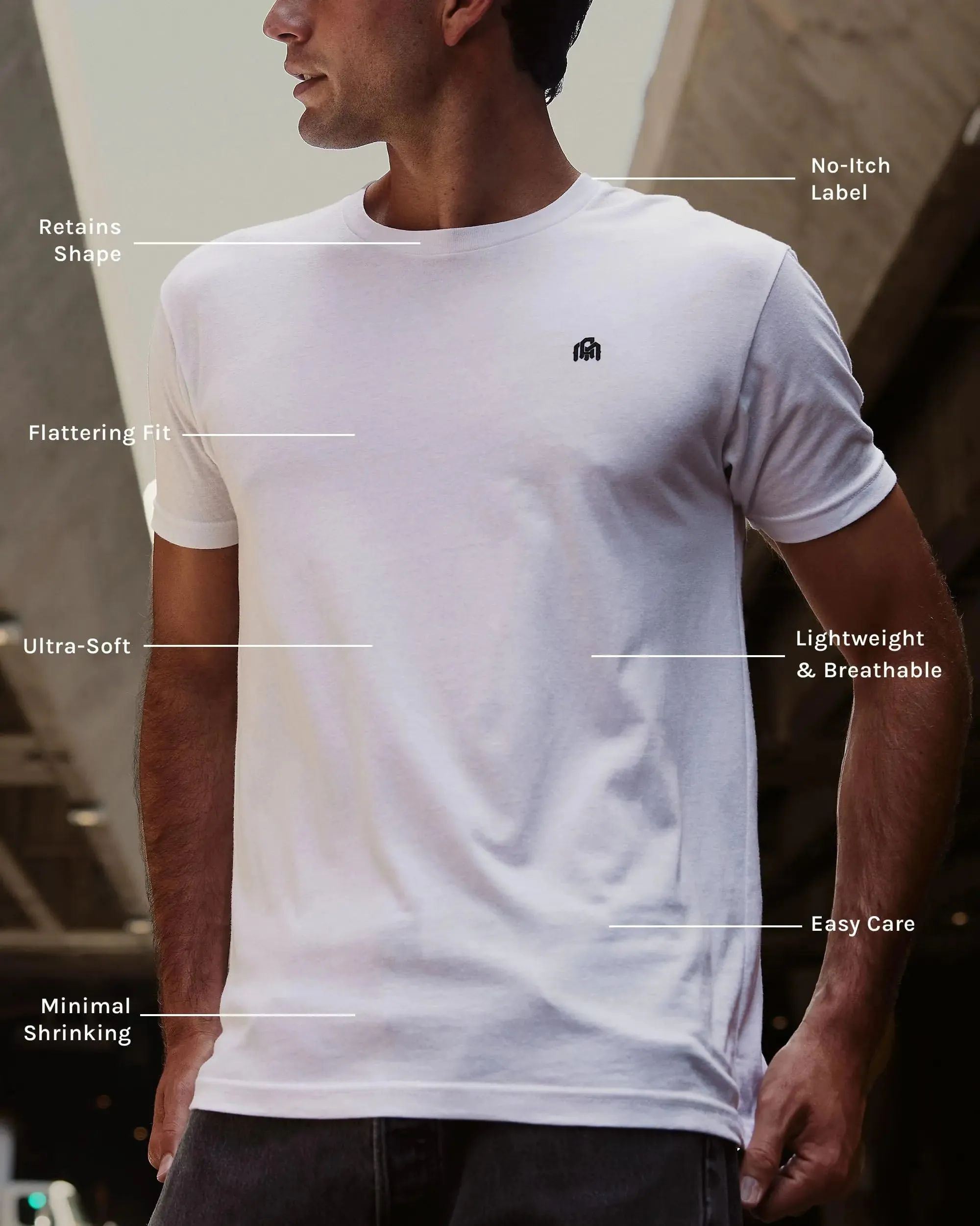 INTO THE AM Mens T Shirt with Logo - Short Sleeve Crew Neck Soft Fitted Tees S - 4XL Fresh Classic Basic Tshirts Large Black