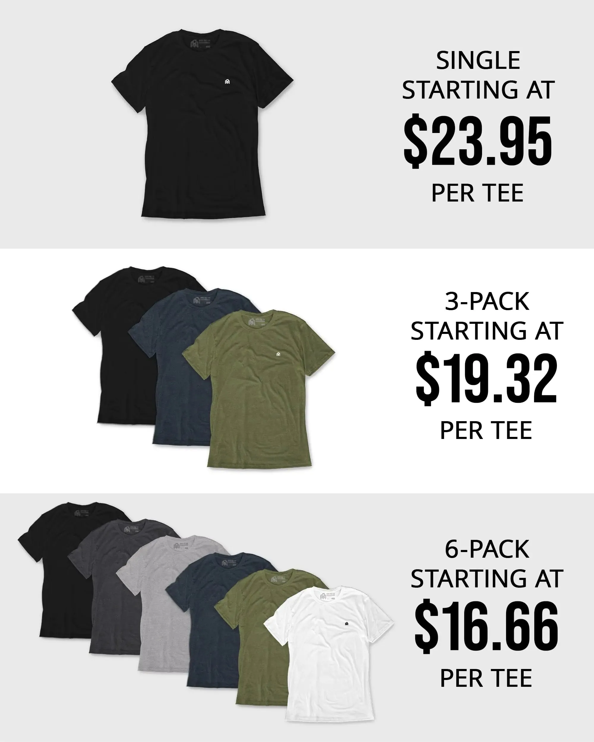 INTO THE AM Mens T Shirt with Logo - Short Sleeve Crew Neck Soft Fitted Tees S - 4XL Fresh Classic Basic Tshirts Large Black