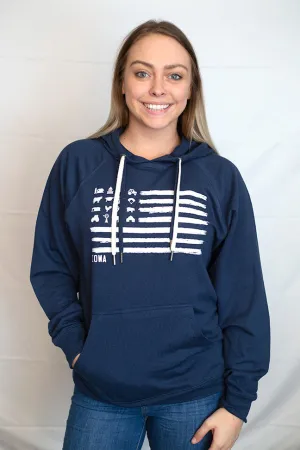 Iowa Icons Flag Hooded Sweatshirt - Indigo