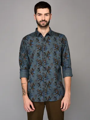 JadeBlue Blue Printed Slim Fit Casual Shirt | JadeBlue