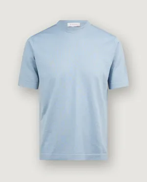 Katoen Zijde T-Shirt - Lichtblauw