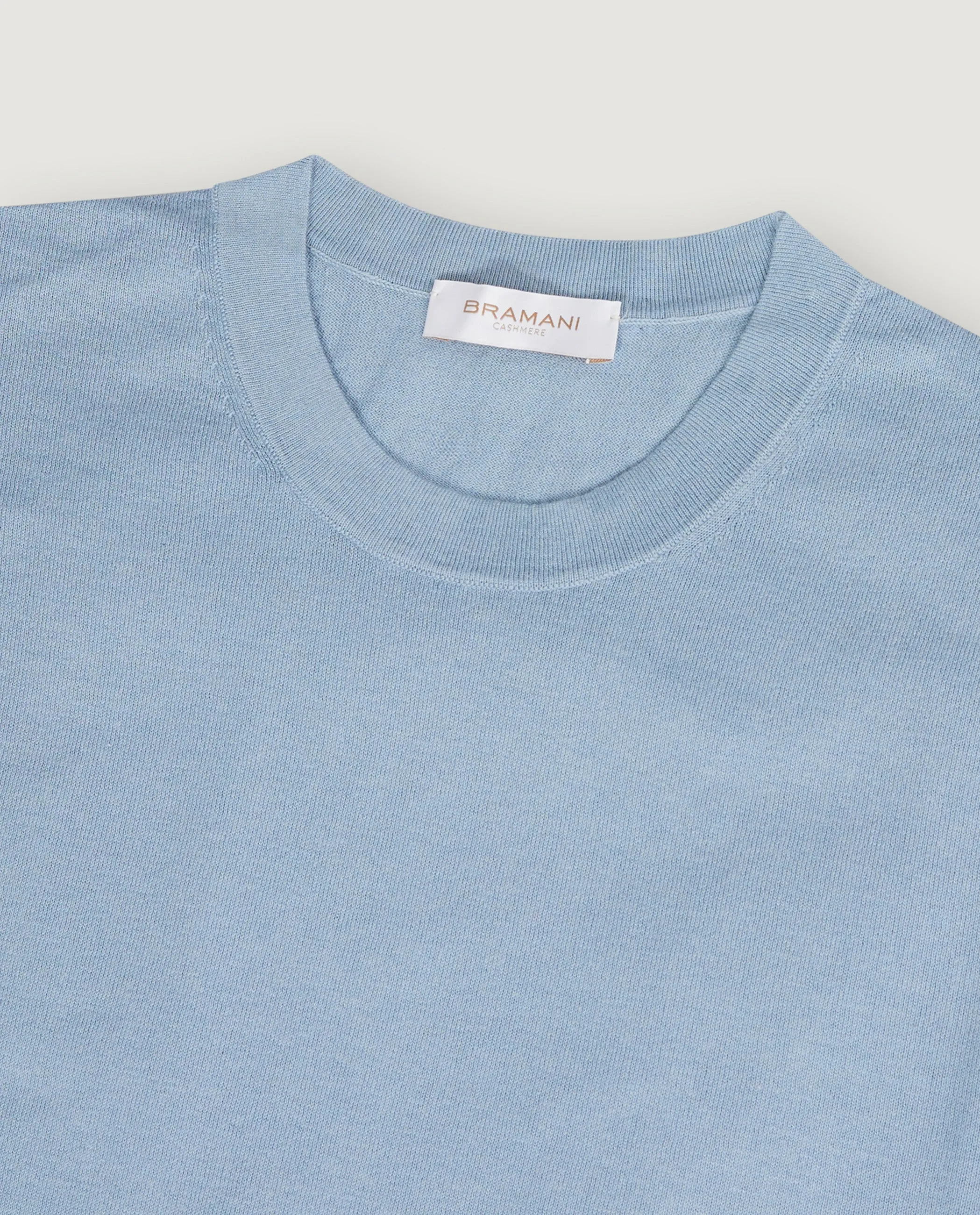 Katoen Zijde T-Shirt - Lichtblauw