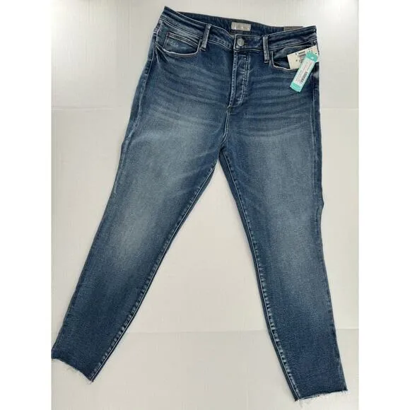 Kut From The Kloth Jeans Size 14 High Rise Button Fly Charlize Slim Raw Hem NWT​