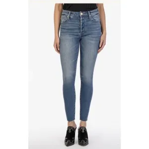 Kut From The Kloth Jeans Size 14 High Rise Button Fly Charlize Slim Raw Hem NWT​