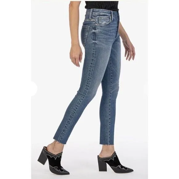 Kut From The Kloth Jeans Size 14 High Rise Button Fly Charlize Slim Raw Hem NWT​