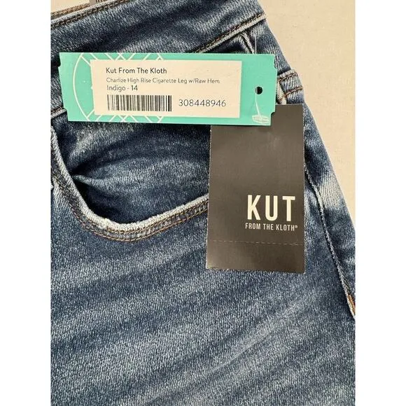 Kut From The Kloth Jeans Size 14 High Rise Button Fly Charlize Slim Raw Hem NWT​
