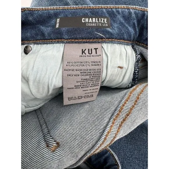 Kut From The Kloth Jeans Size 14 High Rise Button Fly Charlize Slim Raw Hem NWT​