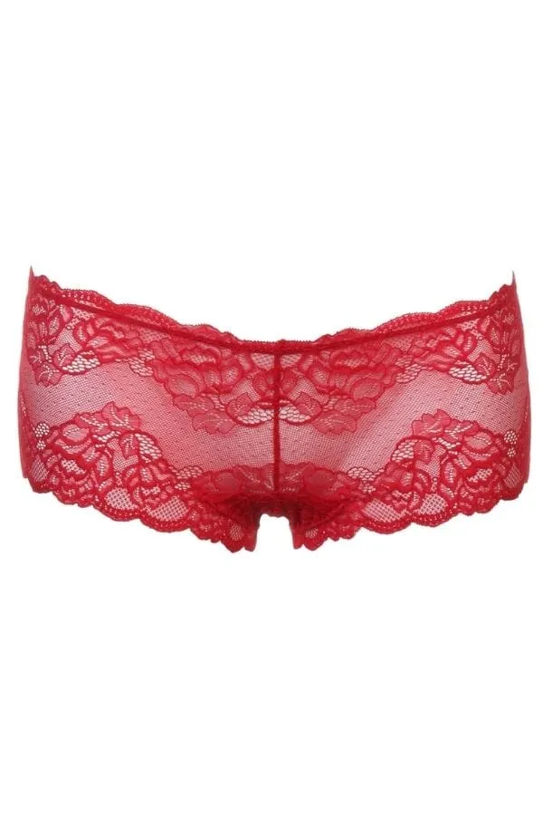 Lace Cheeky Panty- Tango Red
