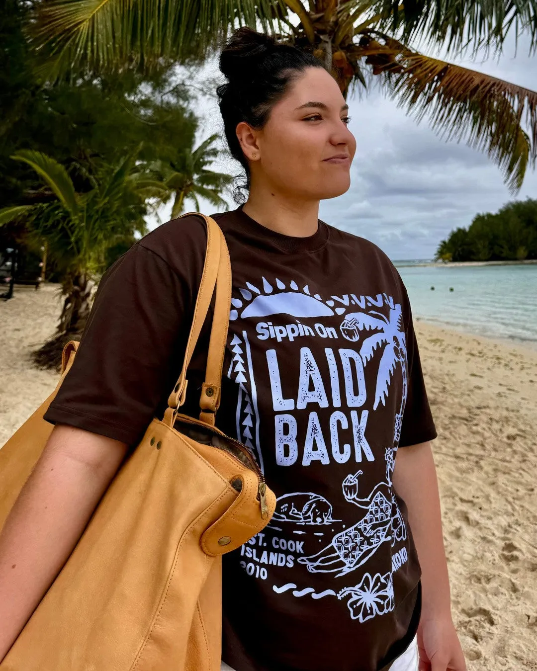 Laid Back Oversized T-Shirt - Choc & Cornflower Blue