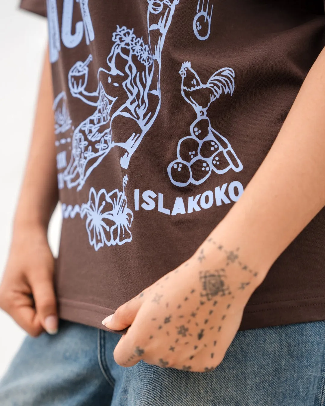 Laid Back Oversized T-Shirt - Choc & Cornflower Blue