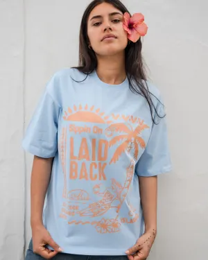 Laid Back Oversized T-Shirt - Light Blue & Peachy Tan