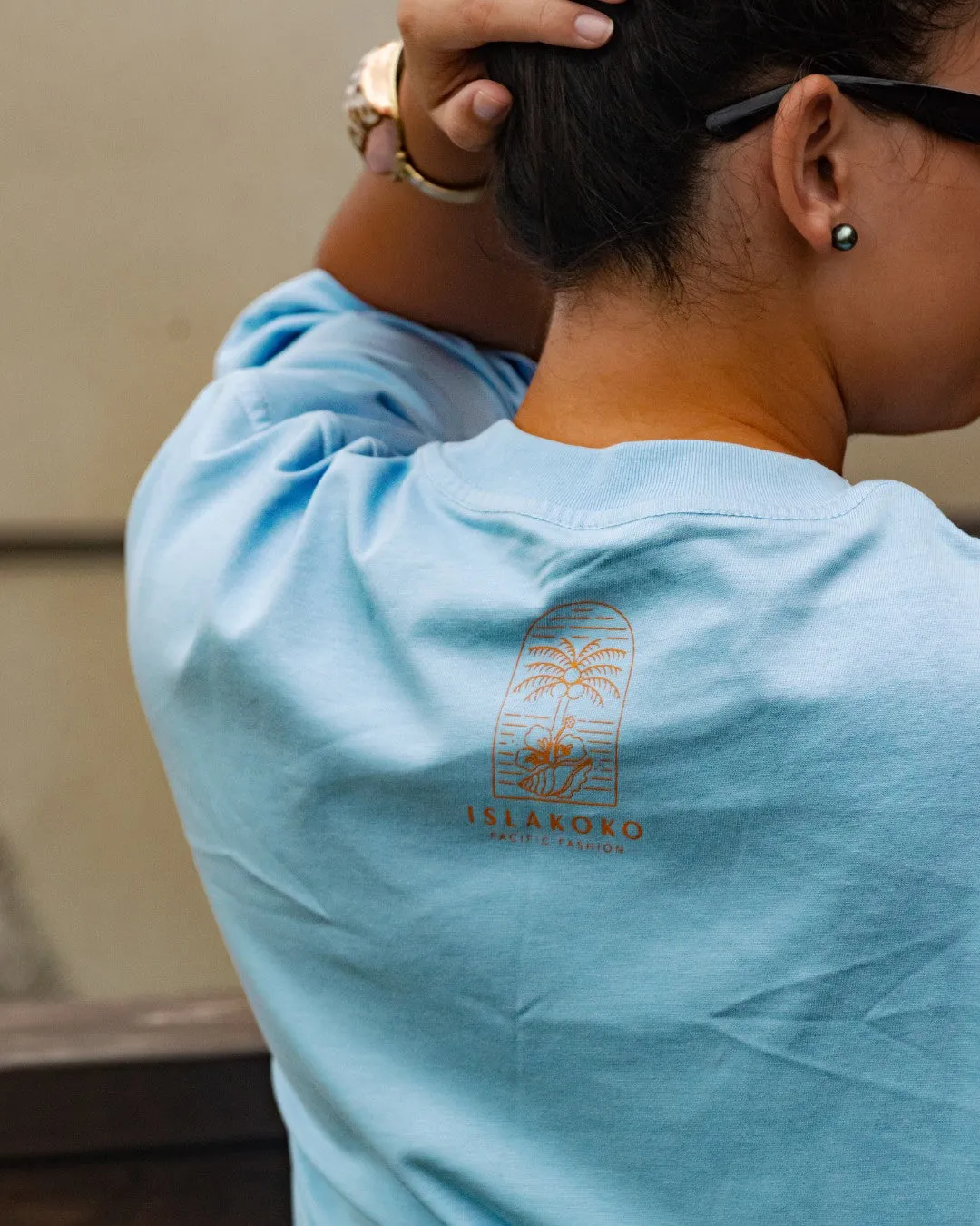 Laid Back Oversized T-Shirt - Light Blue & Peachy Tan