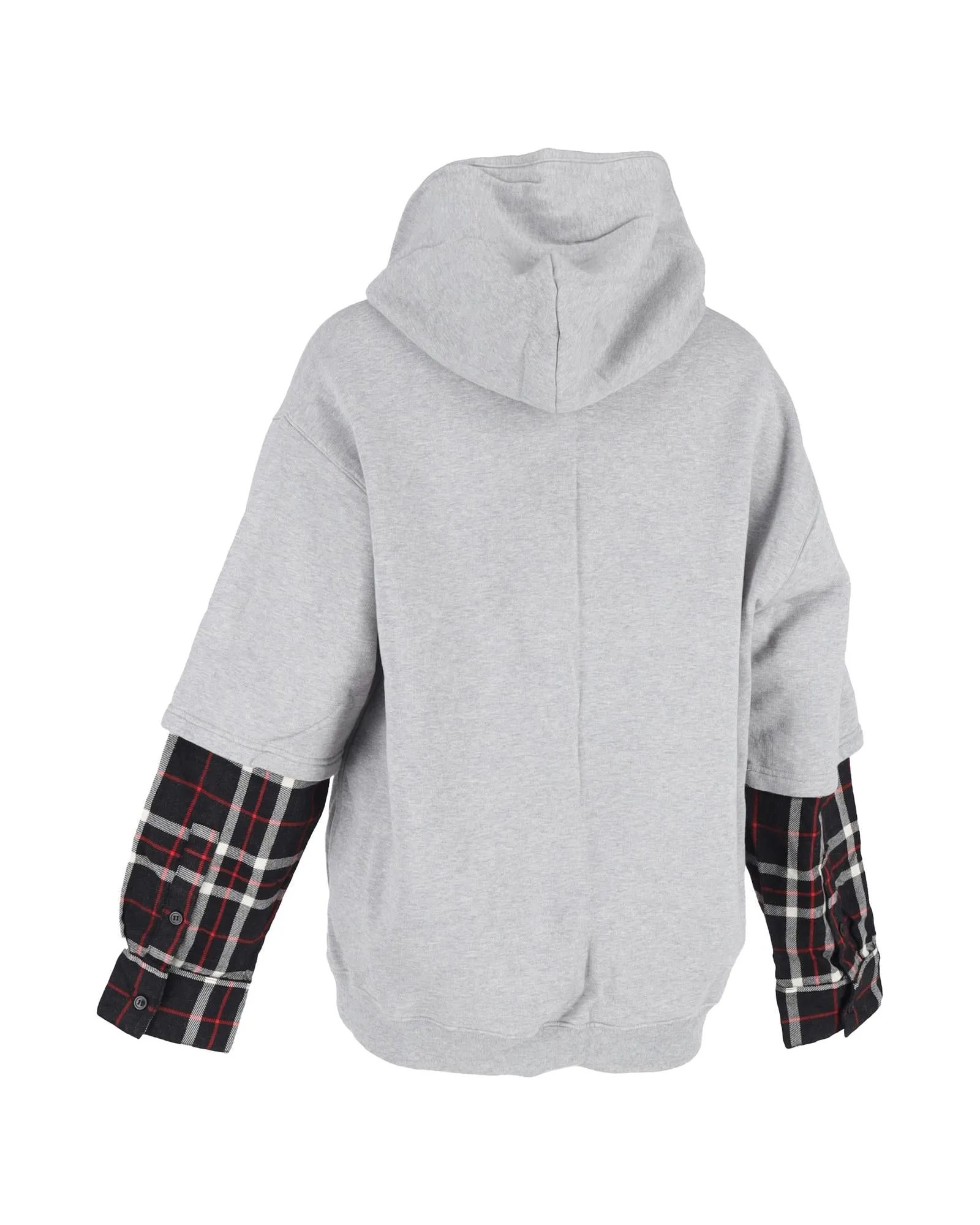 Layered Hoodie Plaid Sleeves