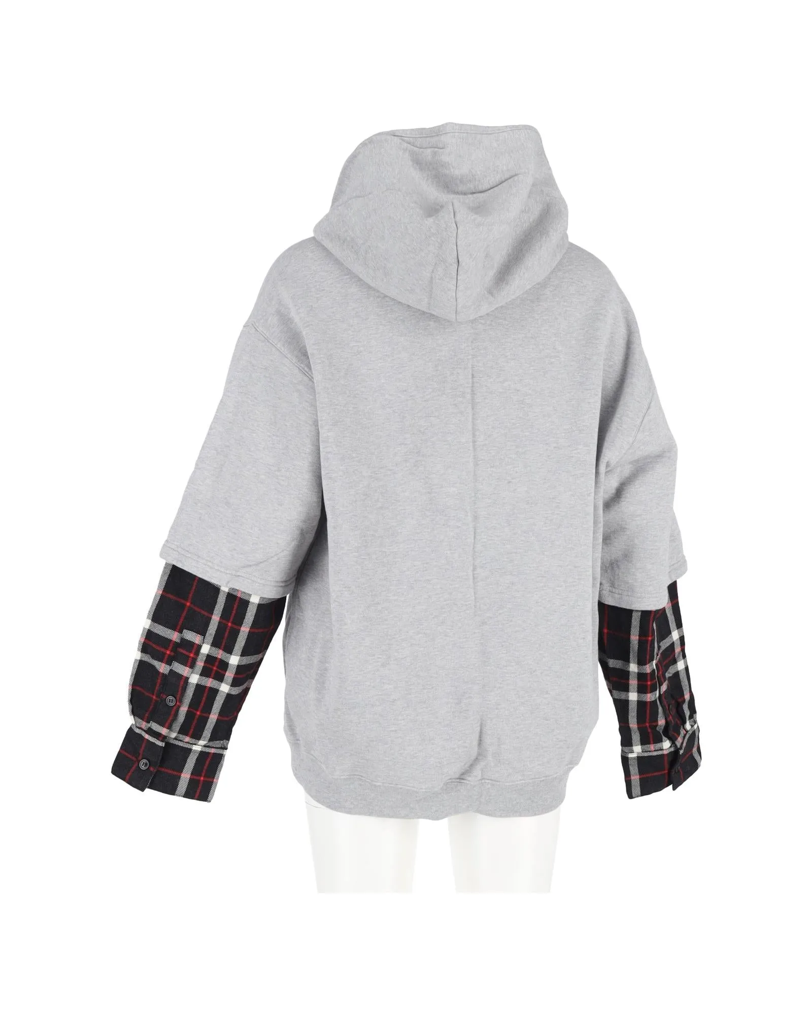 Layered Hoodie Plaid Sleeves