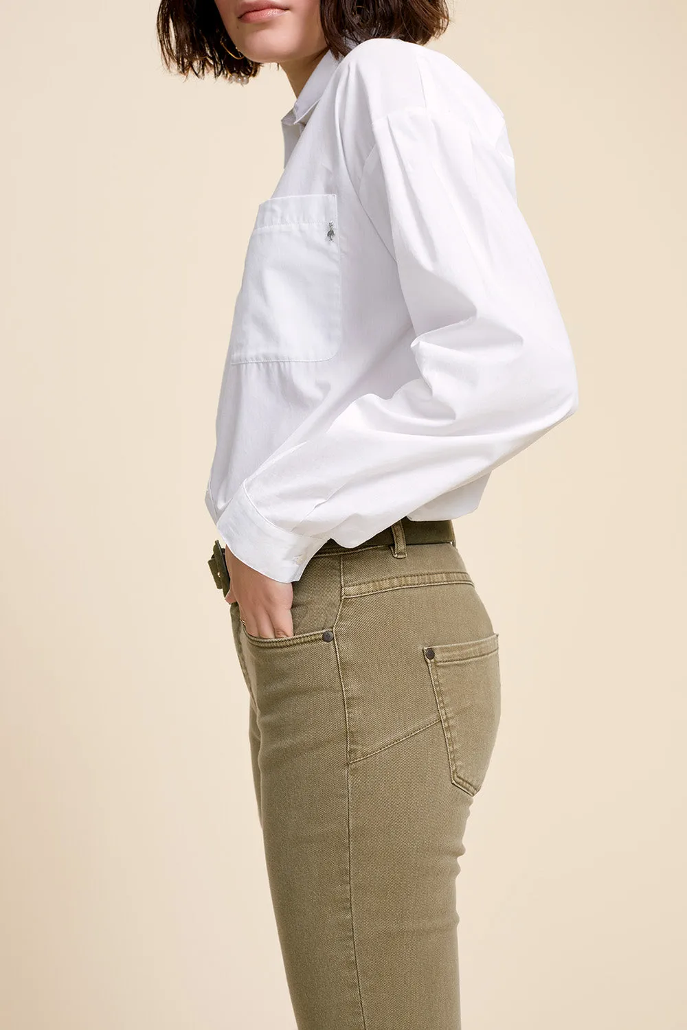 LE INDI - Jean slim kaki 7/8ème effet push up